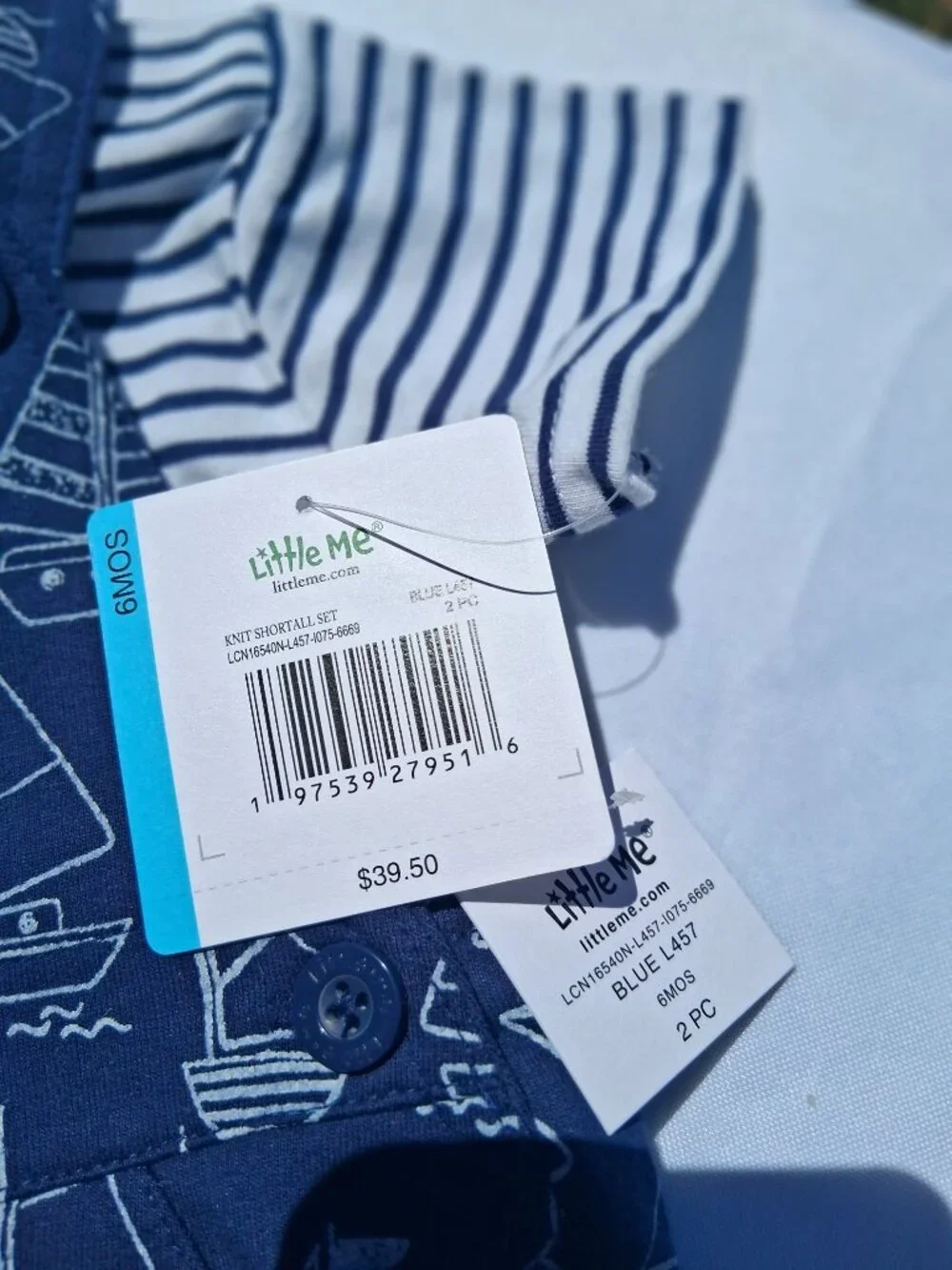 Little Me Baby Boys 2-Pc Sailboat Shortall Set Size 6M